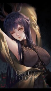 Stunning Anime Girl with Golden Eyes and Horns Digital Art Wallpaper