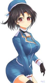 Anime Girl in Blue Formal Uniform Mobile Wallpaper