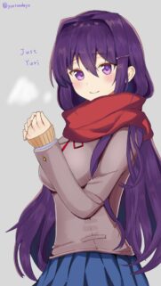 Anime Girl Yuri from Doki Doki Literature Club Aesthetic High Quality Wallpaper