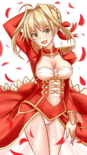Nero Claudius Fate Series Blonde Anime Girl in Red Royal Dress Wallpaper
