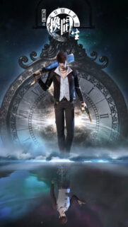 Anime Warrior with Gun and Clock Background Mobile Wallpaper
