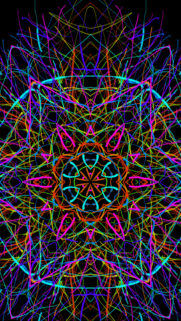 Neon Kaleidoscope Fractal Abstract Digital Art Mobile Wallpaper