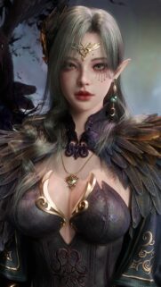 Ethereal Elf Queen with Raven Feathers Fantasy Portrait Wallpaper