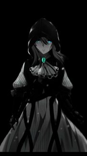 Mysterious Anime Girl in Hood with Glowing Blue Eyes Wallpaper for Mobile