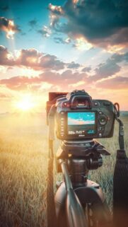 Stunning DSLR Camera Sunset Landscape Photography Wallpaper for Mobile
