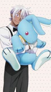 Anime Boy Holding Blue Rabbit Plushie High Quality Mobile Wallpaper
