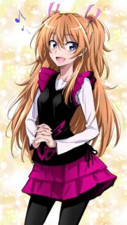 Cute Anime Girl with Long Blonde Hair and Pink Outfit Mobile Wallpaper