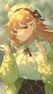 Anime Girl Behind Chain Link Fence Aesthetic Wallpaper for Mobile