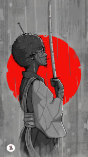 Afro Samurai Stylized Warrior with Katana High Quality Mobile Wallpaper