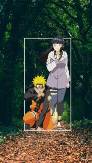 Naruto Uzumaki and Hinata Hyuga Anime Forest Adventure Mobile Wallpaper
