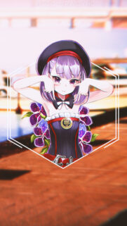 Cute Anime Girl with Purple Hair and Floral Aesthetic Mobile Wallpaper