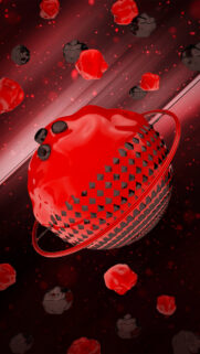 Abstract Red Planet 3D Sphere with Saturn Style Ring Background for Mobile