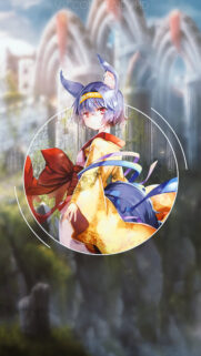 Anime Girl in Kimono with Fox Ears Artistic Mobile Wallpaper