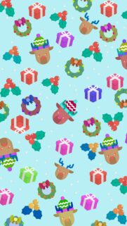 Festive Christmas Pattern Wallpaper with Reindeer and Gift Boxes for Mobile