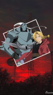 Fullmetal Alchemist Edward and Alphonse Elric Red Aesthetic Mobile Wallpaper