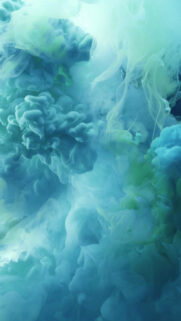 Ethereal Blue and Teal Ink Cloud Abstract Mobile Wallpaper