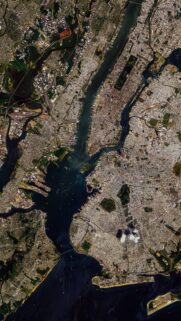 Breathtaking Satellite View of New York City Urban Landscape Wallpaper