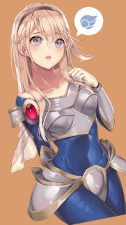 Beautiful Blonde Anime Warrior Girl in Blue Armor Wallpaper for Mobile