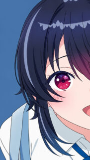 Anime Girl Close Up Portrait with Vibrant Red Eyes Mobile Wallpaper
