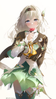 Beautiful Anime Girl Holding A Flower Wallpaper for Mobile