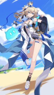Beautiful Anime Girl with Crown Summer Beach Outfit Mobile Wallpaper