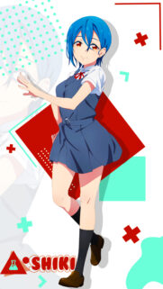 Stunning Anime Girl with Blue Hair and Stylish Pop Art Mobile Wallpaper