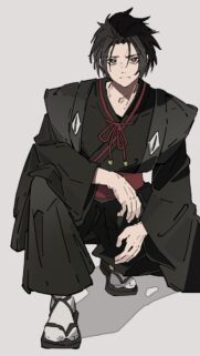 Stunning Anime Boy in Traditional Kimono Digital Art Mobile Wallpaper