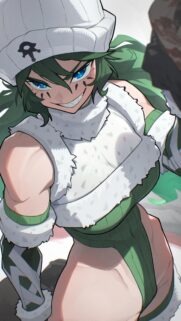 Anime Warrior Girl Wallpaper: Fierce Green Haired Fighter Illustration