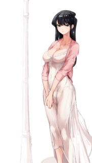 Beautiful Komi Shouko Anime Girl in Elegant White Dress Wallpaper