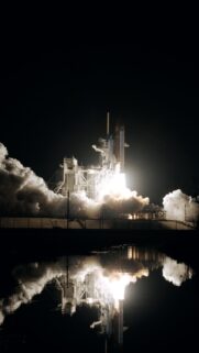 Space Shuttle Night Launch Reflection High Quality Mobile Wallpaper