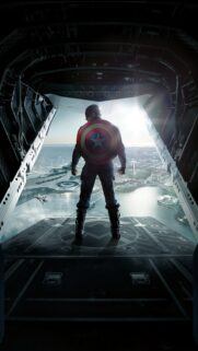 Captain America Standing at Cargo Plane Door High Definition Mobile Wallpaper