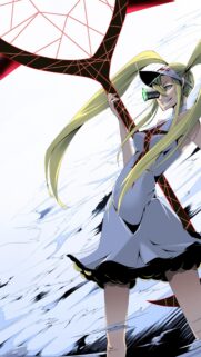 Anime Girl with Giant Sci-Fi Tennis Racket High Definition Mobile Wallpaper