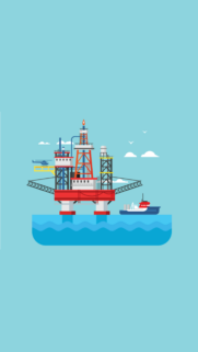 Minimalist Oil Rig Platform Vector Illustration Mobile Wallpaper