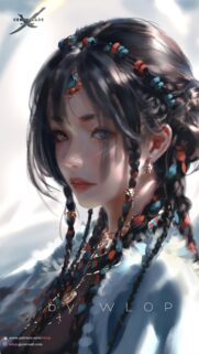 Stunning Ghostblade Girl Digital Art Portrait by WLOP High Quality Mobile Wallpaper