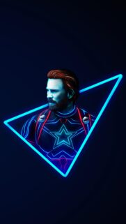 Neon Captain America Cinematic Portrait Mobile Wallpaper
