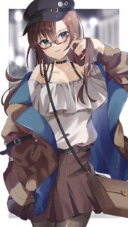 Anime Girl with Glasses and Stylish Streetwear Fashion Wallpaper