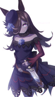 Anime Girl with Dagger and Rose Gothic Dress Mobile Wallpaper