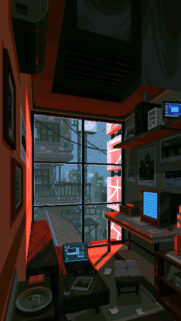 Cozy Rainy Night Pixel Art Room Aesthetic Wallpaper for Mobile