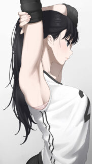Beautiful Anime Girl Stretching in Sports Wear High Quality Mobile Wallpaper