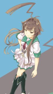 Anime Girl in Sailor Uniform with Brown Hair and Ahoge Mobile Wallpaper
