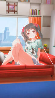 Cute Anime Girl Nico Yazawa Relaxing on Red Couch High Definition Mobile Wallpaper