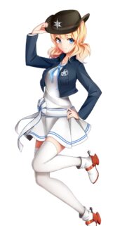 Anime Cowgirl Sheriff Wallpaper Featuring Blonde Hair Girl in Nautical Outfit