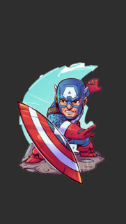 Chibi Captain America Action Shield Art Mobile Wallpaper