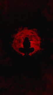 Itachi Uchiha Silhouette Crimson Moon Anime Wallpaper 4K