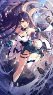 Stunning Anime Girl Warrior in Futuristic Tech Suit Wallpaper for Mobile