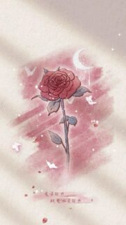 Dreamy Watercolor Rose with Butterflies and Crescent Moon Mobile Wallpaper