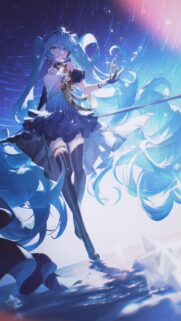 Stunning Hatsune Miku Celestial Starry Night Anime Girl 4K Mobile Wallpaper