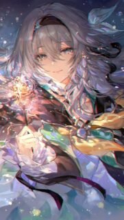 Anime Girl Holding Sparkler Magical Aesthetic Mobile Wallpaper