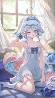Cute Anime Girl Waking Up in Sunlight High Quality Mobile Wallpaper