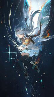 Ethereal Anime Girl with Butterfly Wings Glowing Magic Wallpaper